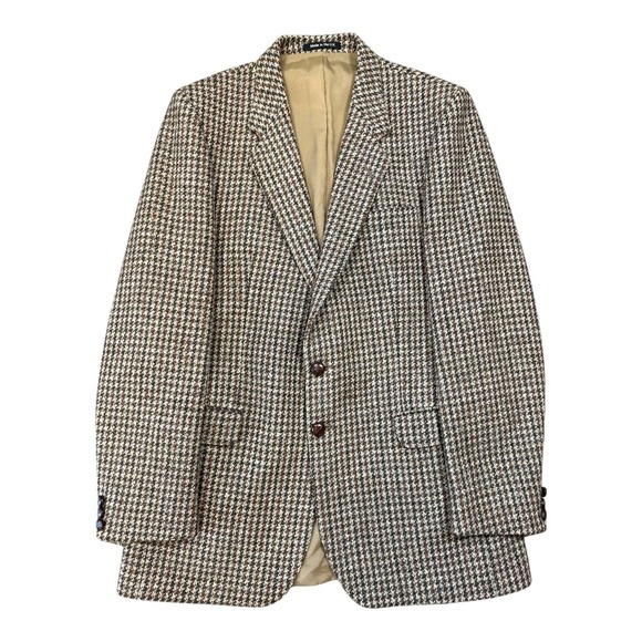 Harris Tweed St Michael Men's Sport Coat Blazer Houndstooth Wool 40R Made UK